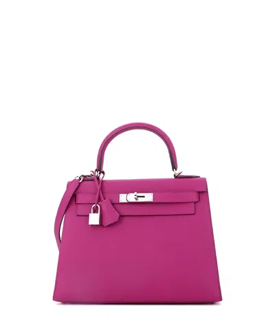 Pre-owned Pre-owned Hermes  Hermes Kelly 28 Handbag Pink Epsom With Palladium Hardware In Purple