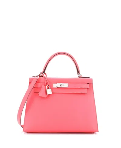 Pre-owned Pre-owned Hermes  Hermes Kelly 28 Handbag Pink Epsom With Palladium Hardware In Rose Azalee