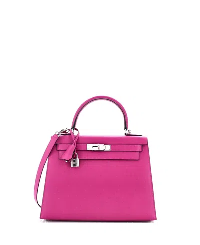 Pre-owned Pre-owned Hermes  Hermes Kelly 28 Handbag Pink Epsom With Palladium Hardware In Rose Pourpre