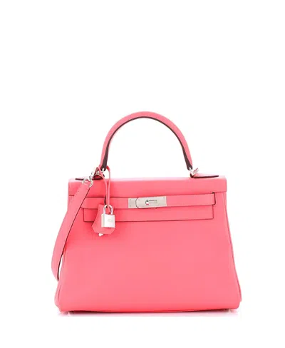 Pre-owned Pre-owned Hermes  Hermes Kelly 28 Handbag Pink Evercolor With Palladium Hardware In Rose Azalea
