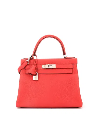 Pre-owned Pre-owned Hermes  Hermes Kelly 28 Handbag Pink Togo With Palladium Hardware In Purple