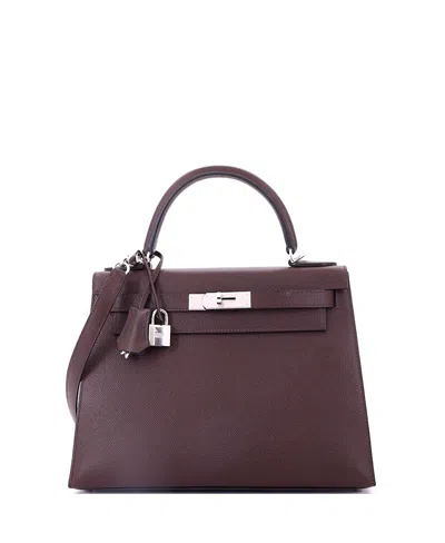 Pre-owned Pre-owned Hermes  Hermes Kelly 28 Handbag Verso Epsom With Palladium Hardware