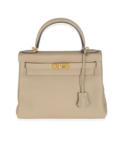 Pre-owned Pre-owned Hermes  Hermes Kelly 28 Leather Handbag In Sand