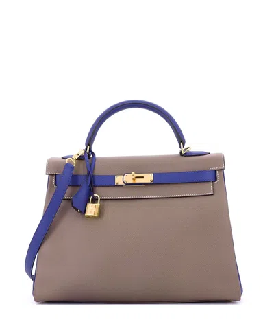 Pre-owned Pre-owned Hermes  Hermes Kelly 32 Handbag Bicolor Epsom With Gold Hardware