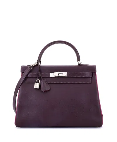 Pre-owned Pre-owned Hermes  Hermes Kelly 32 Handbag Bicolor Epsom With Palladium Hardware