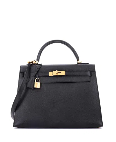 Pre-owned Pre-owned Hermes  Hermes Kelly 32 Handbag Black Epsom With Gold Hardware