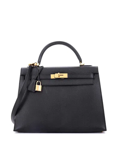 Pre-owned Pre-owned Hermes  Hermes Kelly 32 Handbag Black Epsom With Gold Hardware