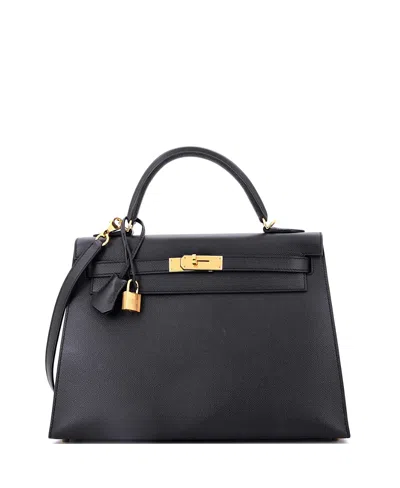Pre-owned Pre-owned Hermes  Hermes Kelly 32 Handbag Black Epsom With Gold Hardware