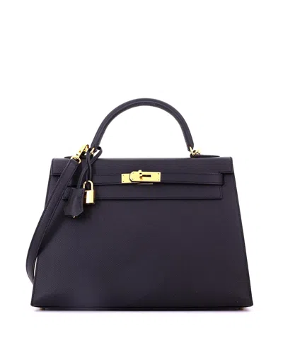 Pre-owned Pre-owned Hermes  Hermes Kelly 32 Handbag Black Epsom With Gold Hardware