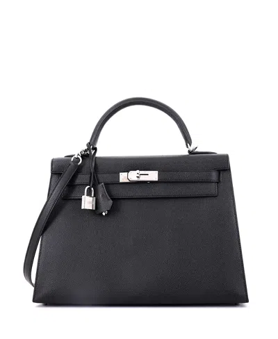 Pre-owned Pre-owned Hermes  Hermes Kelly 32 Handbag Black Epsom With Palladium Hardware