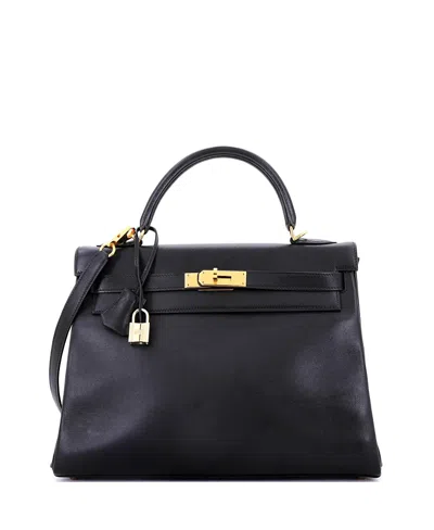 Pre-owned Pre-owned Hermes  Hermes Kelly 32 Handbag Black Gulliver With Gold Hardware