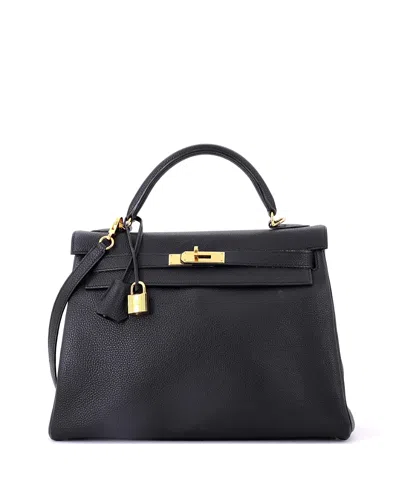 Pre-owned Pre-owned Hermes  Hermes Kelly 32 Handbag Black Togo With Gold Hardware