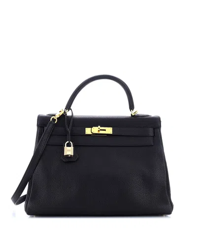 Pre-owned Pre-owned Hermes  Hermes Kelly 32 Handbag Black Togo With Gold Hardware In Noir
