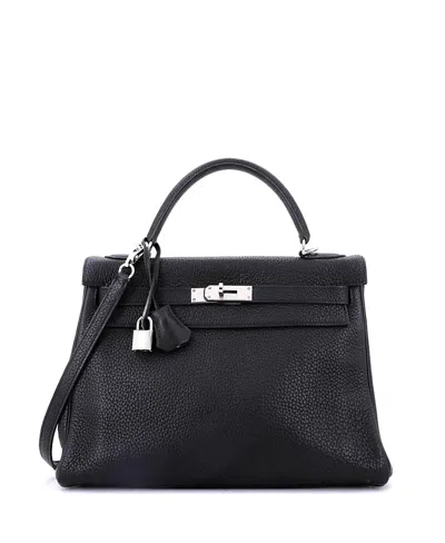 Pre-owned Pre-owned Hermes  Hermes Kelly 32 Handbag Black Togo With Palladium Hardware
