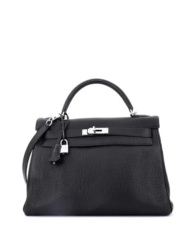 Pre-owned Pre-owned Hermes  Hermes Kelly 32 Handbag Black Togo With Palladium Hardware