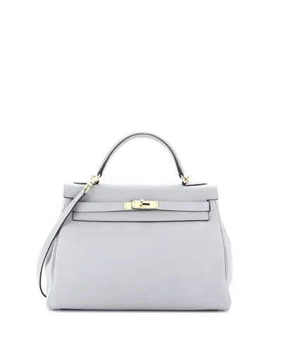 Pre-owned Pre-owned Hermes  Hermes Kelly 32 Handbag Blue Togo With Gold Hardware In Bleu Glacier