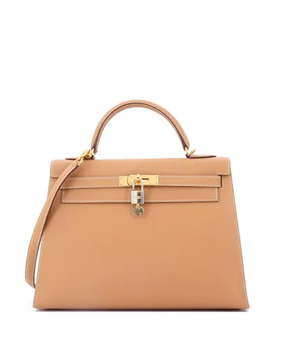 Pre-owned Pre-owned Hermes  Hermes Kelly 32 Handbag Brown Epsom With Gold Hardware