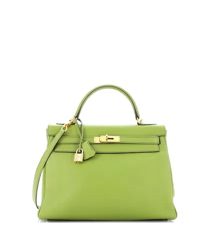 Pre-owned Pre-owned Hermes  Hermes Birkin 35 Handbag Green Togo With Palladium Hardware In Vert Anis