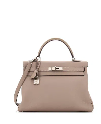 Pre-owned Pre-owned Hermes  Hermes Kelly 32 Handbag Grey Togo With Palladium Hardware In Gris Asphalte