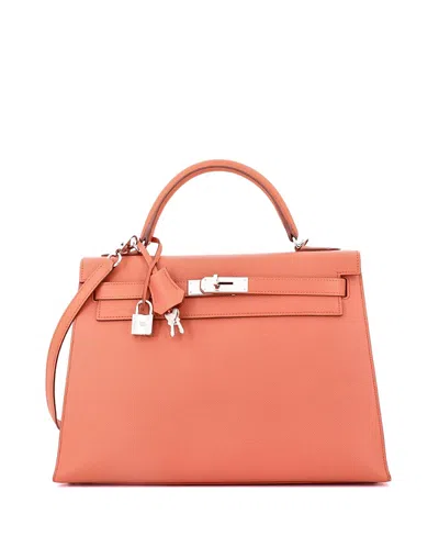 Pre-owned Pre-owned Hermes  Hermes Kelly 32 Handbag Pink Epsom With Palladium Hardware