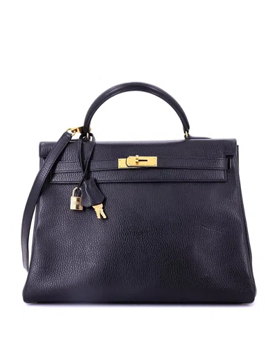 Pre-owned Pre-owned Hermes  Hermes Kelly 35 Handbag Black Ardennes With Gold Hardware