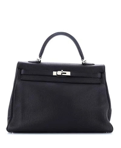 Pre-owned Pre-owned Hermes  Hermes Kelly 35 Handbag Black Togo With Palladium Hardware In Noir