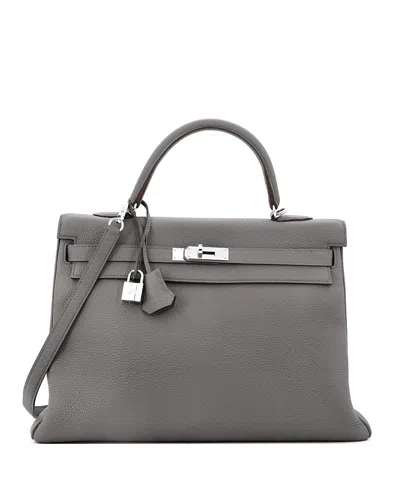 Pre-owned Pre-owned Hermes  Hermes Kelly 35 Handbag Grey Togo With Palladium Hardware In Gray