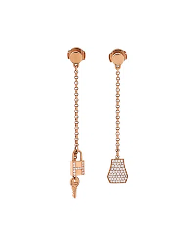 Pre-owned Pre-owned Hermes  Hermes Kelly Clochette Drop Earrings 18k Rose Gold And Diamonds In Pink