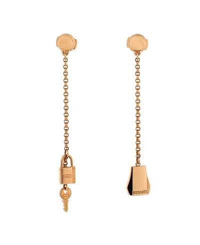Pre-owned Pre-owned Hermes  Hermes Kelly Clochette Drop Earrings 18k Rose Gold In Pink