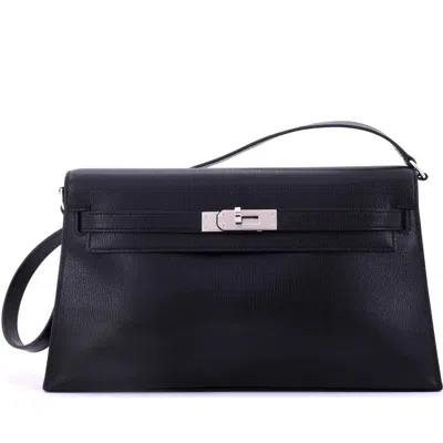 Pre-owned Hermes  Hermes Kelly Elan Shoulder Bag Chevre Chamkila In Black