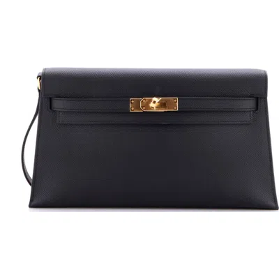 Pre-owned Hermes  Hermes Kelly Elan Shoulder Bag Epsom In Black