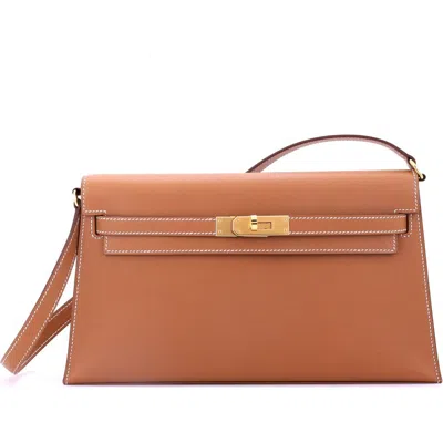 Pre-owned Hermes  Hermes Kelly Elan Shoulder Bag Madame In Gold