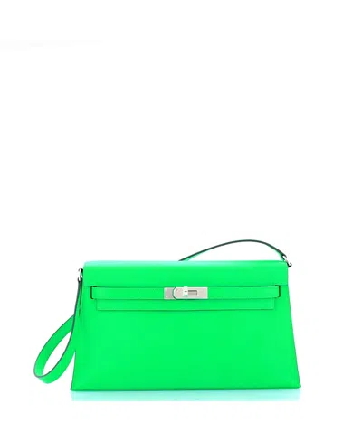 Pre-owned Hermes  Hermes Kelly Elan Shoulder Bag Madame In Green