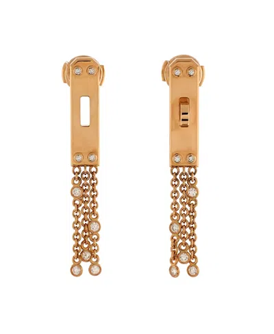 Pre-owned Pre-owned Hermes  Hermes Kelly Gavroche Drop Earrings 18k Rose Gold With 18 Diamonds