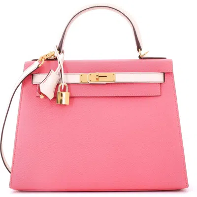 Pre-owned Hermes  Hermes Kelly Handbag Bicolor Epsom With Gold Hardware 28