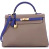 Pre-owned Hermes  Hermes Kelly Handbag Bicolor Epsom With Gold Hardware 32 In Gray