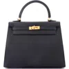 Pre-owned Hermes  Hermes Kelly Handbag Black Epsom With Gold Hardware 25 In Black