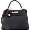Pre-owned Hermes  Hermes Kelly Handbag Black Epsom With Gold Hardware 28 In Black