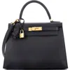 Pre-owned Hermes  Hermes Kelly Handbag Black Epsom With Gold Hardware 28 In Black