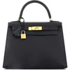 Pre-owned Hermes  Hermes Kelly Handbag Black Epsom With Gold Hardware 28 In Black