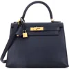 Pre-owned Hermes  Hermes Kelly Handbag Black Epsom With Gold Hardware 28 In Black