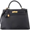 Pre-owned Hermes  Hermes Kelly Handbag Black Epsom With Gold Hardware 32 In Black