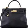 Pre-owned Hermes  Hermes Kelly Handbag Black Gulliver With Gold Hardware 32 In Black