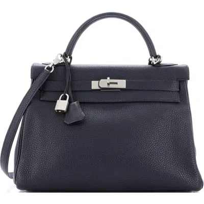 Pre-owned Hermes  Hermes Kelly Handbag Black Togo With Brushed Palladium Hardware 32
