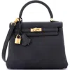 Pre-owned Hermes  Hermes Kelly Handbag Black Togo With Gold Hardware 25 In Black