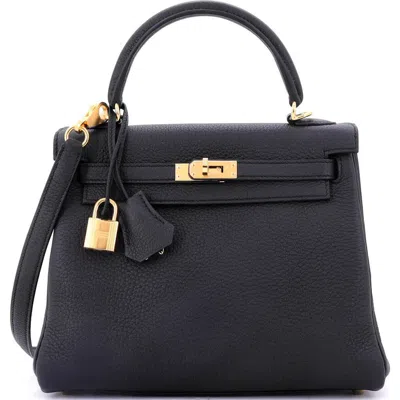 Pre-owned Hermes  Hermes Kelly Handbag Black Togo With Gold Hardware 25