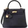 Pre-owned Hermes  Hermes Kelly Handbag Black Togo With Gold Hardware 25 In Black