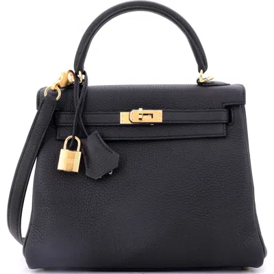 PRE-OWNED HERMES PRE-OWNED HERMES KELLY HANDBAG BLACK TOGO WITH GOLD HARDWARE 25
