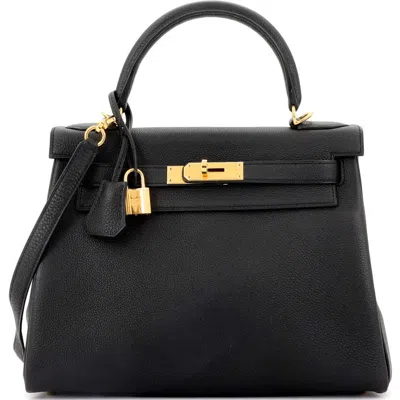 Pre-owned Hermes  Hermes Kelly Handbag Black Togo With Gold Hardware 28