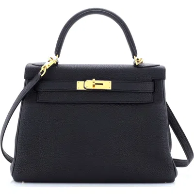 Pre-owned Hermes  Hermes Kelly Handbag Black Togo With Gold Hardware 28